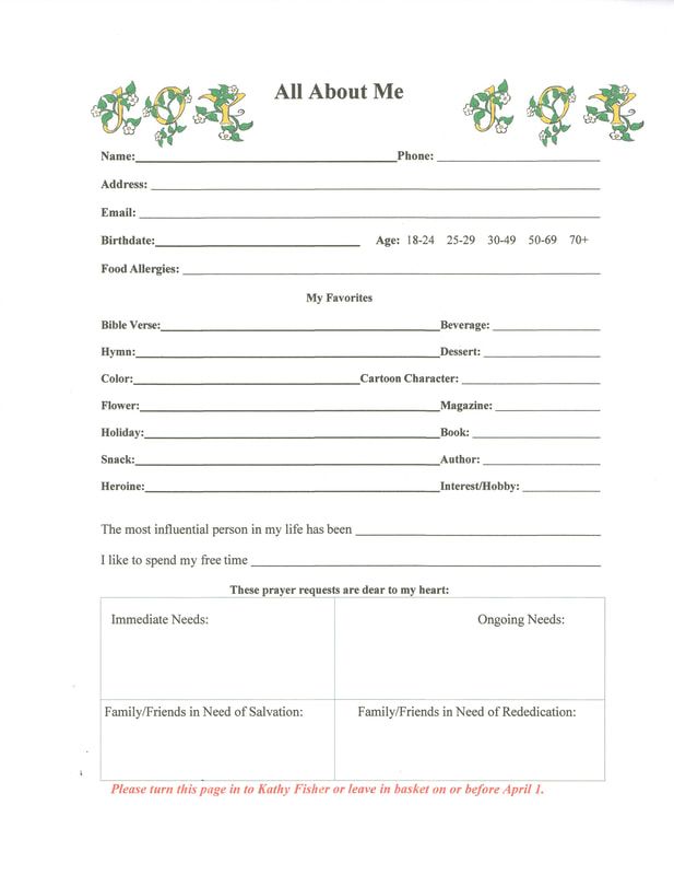 Printable Secret Sister Questionnaire Form